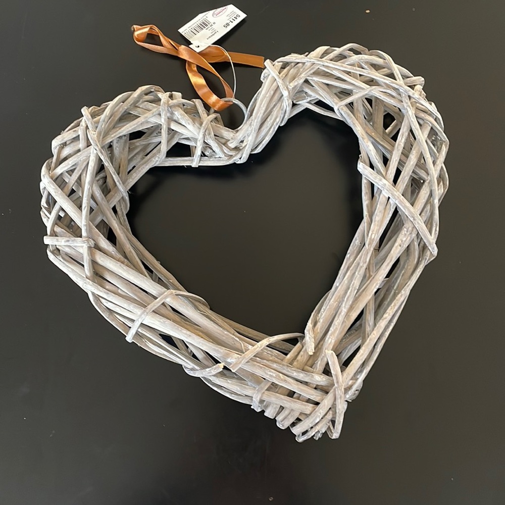 Petite Heart Gray Wicker Wreath